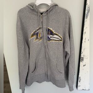 Reebok Ravens Zip up Hoodie. Gray. Size XL.